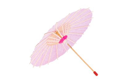 Beyaz arka planda izole edilmiş renkli Japon şemsiyeleri.