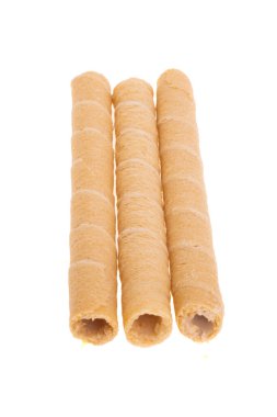 Beyaz arkaplanda izole edilmiş waffle çubukları