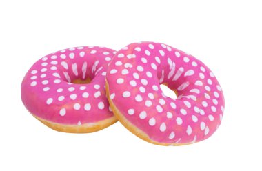 donut in pink glaze isolated on white background