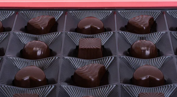 chocolate candies in a box close-up