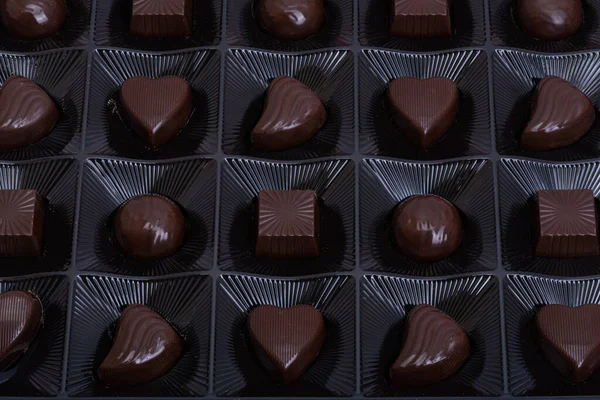 chocolate candies in a box close-up