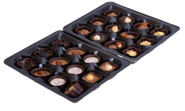 chocolate sweets baskets isolated on white background