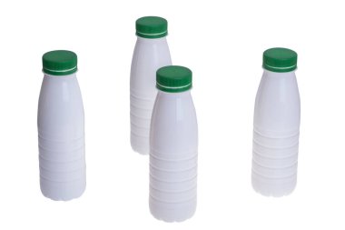 Beyaz arka plan üzerinde izole plastik beyaz şişe