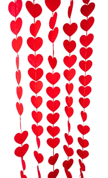 Garland Red Hearts Isolated White Background Immagini Stock Royalty Free