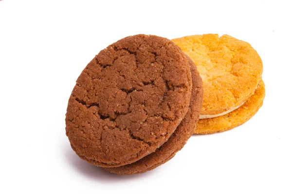 Διπλό Cookie Απομονωμένο Λευκό Φόντο — Φωτογραφία Αρχείου