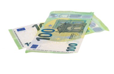 Avro banknotları beyaz arkaplanda izole