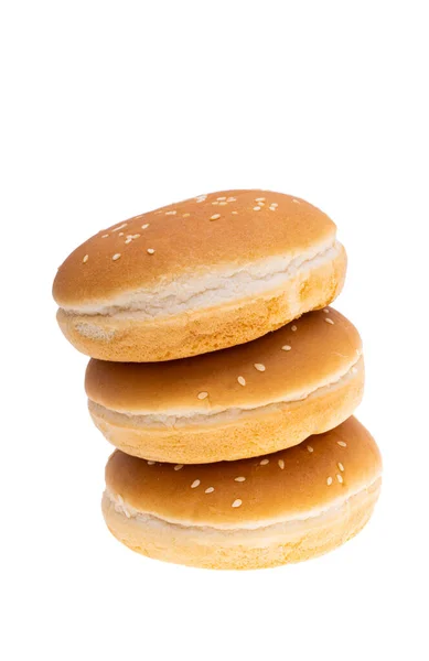 Bun Sesame Seeds Hamburger Isolated White Background — Stock Photo, Image