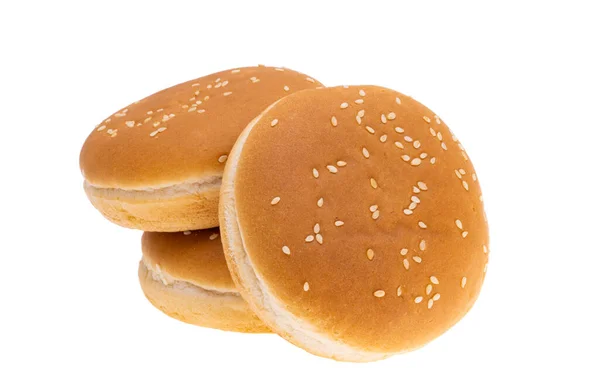 Semmel Mit Sesam Für Hamburger Isoliert Auf Weißem Hintergrund — Stockfoto