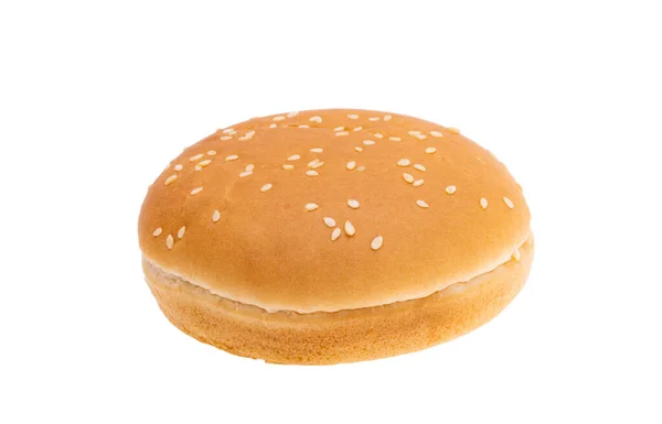Semmel Mit Sesam Für Hamburger Isoliert Auf Weißem Hintergrund — Stockfoto