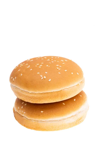Булочка Насінням Кунжуту Гамбургера Ізольована Білому Фоні — стокове фото