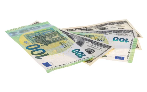 Billets Euros Isolés Sur Fond Blanc — Photo