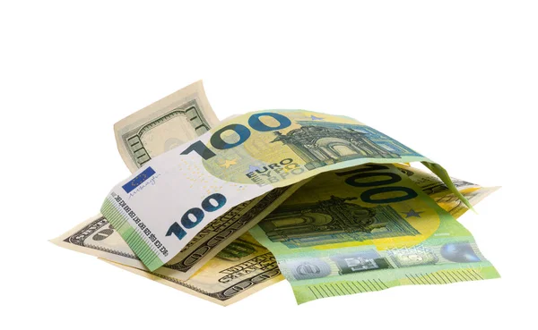 Billets Euros Isolés Sur Fond Blanc — Photo