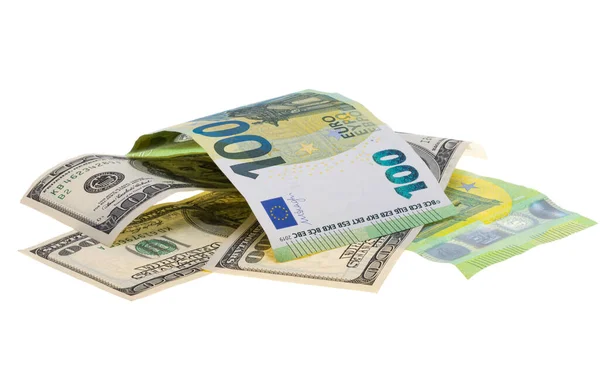 Witte Achtergrond Geïsoleerde Eurobankbiljetten — Stockfoto