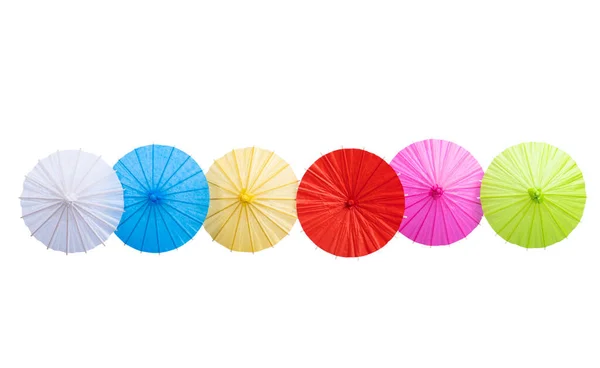 Multicolored Chinese Umbrellas Isolated White Background — Stock Photo, Image
