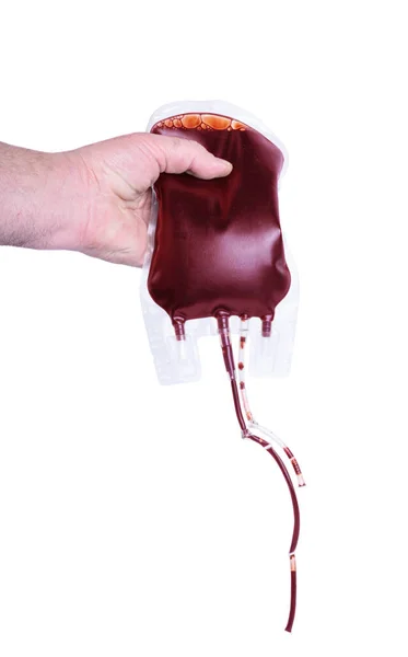 Мішок Крові Руці Ізольований Білому Тлі — стокове фото