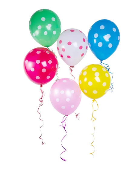 Polka Dot Ballonnen Geïsoleerd Witte Achtergrond — Stockfoto