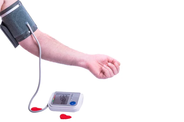 Automatic Blood Pressure Monitor Arm Isolated White Background — Stock Photo, Image