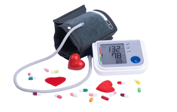 Automatic Blood Pressure Monitor Isolated White Background — Stock Photo, Image