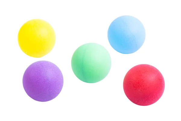 Colored Table Tennis Balls Isolated White Background lizenzfreie Stockfotos