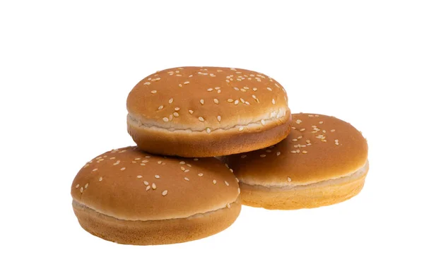 Hamburger Için Susamlı Çörek Beyaz Arka Planda Izole Edilmiş — Stok fotoğraf