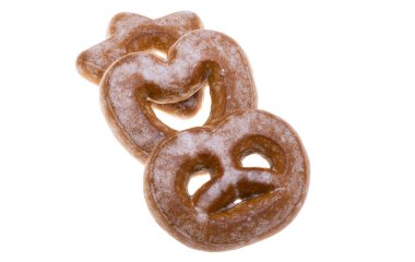 Beyaz arkaplanda izole edilmiş zencefilli ekmek