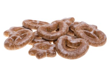 Beyaz arkaplanda izole edilmiş zencefilli ekmek