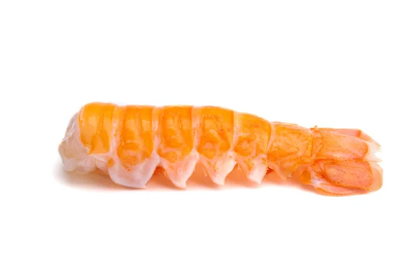 Vařené Krevety Ocas Izolované Bílém Pozadí — Stock fotografie