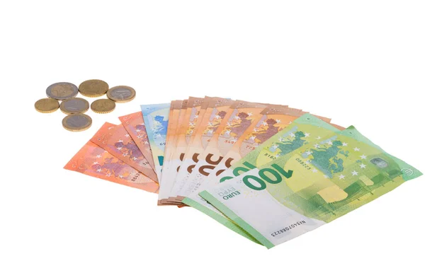 白い背景で隔離のユーロ紙幣 — ストック写真