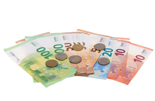 Billetes Euros Aislados Sobre Fondo Blanco —  Fotos de Stock