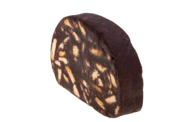 Salame Chocolate Isolado Fundo Branco — Fotografia de Stock