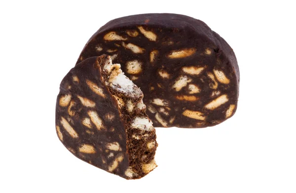 Salame Chocolate Isolato Sfondo Bianco — Foto Stock
