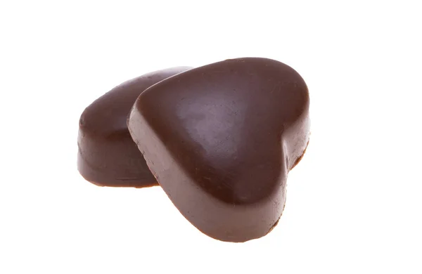 Caramelos Corazones Chocolate Aislados Sobre Fondo Blanco — Foto de Stock