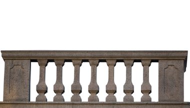 Beyaz arkaplanda taş parmaklıklar izole edildi