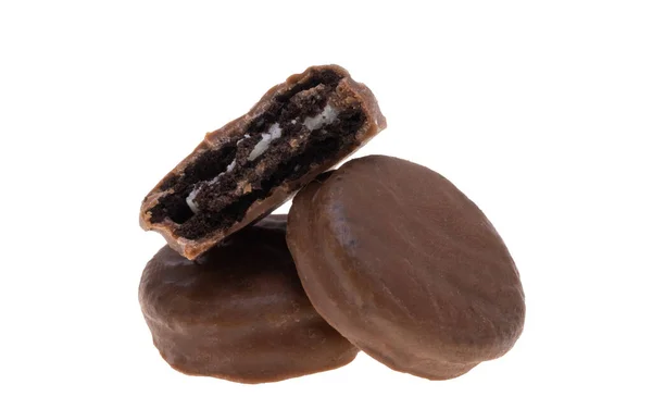白い背景で隔離された小さなチョコレートチップクッキー — ストック写真