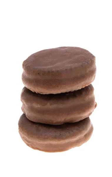 Petits Cookies Aux Pépites Chocolat Isolés Sur Fond Blanc — Photo