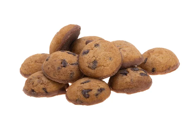 Pequenos Biscoitos Chocolate Isolados Fundo Branco — Fotografia de Stock