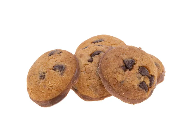 Liten Choklad Chip Cookies Isolerad Vit Bakgrund — Stockfoto