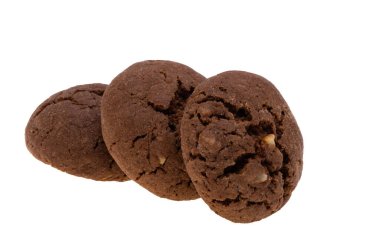 Beyaz arka plan üzerinde izole Fındıklı çikolatalı kurabiye