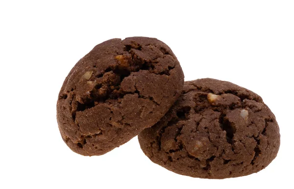 Schokoladenkekse Mit Nüssen Auf Weißem Hintergrund — Stockfoto