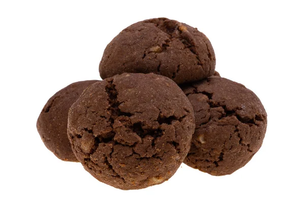 Biscuits Aux Pépites Chocolat Avec Des Noix Isolées Sur Fond — Photo
