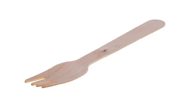 白色背景隔离的木制叉子 — 图库照片