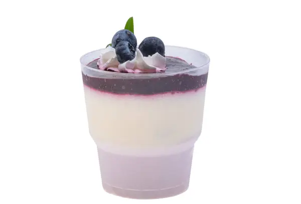 Fruit Dessert Glass Isolated White Background — Stock Photo, Image