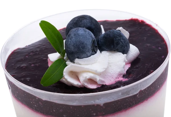 Dessert Frutta Vetro Isolato Sfondo Bianco — Foto Stock