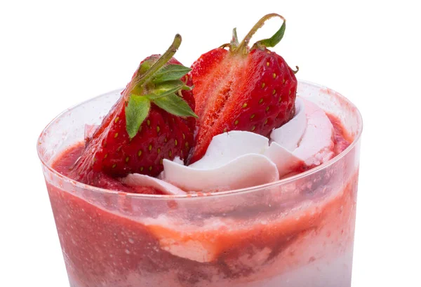 Frukt Dessert Glas Isolerad Vit Bakgrund — Stockfoto