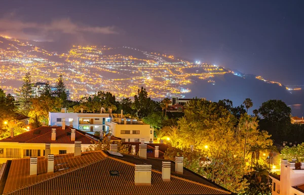 Magnifique Paysage Nocturne Funchal Sur Île Madère — Photo