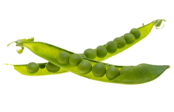 Grüne Junge Erbsen Isoliert Auf Weißem Hintergrund — Stockfoto