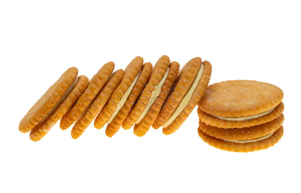 Double Biscuits Filling White Background — Stock Photo, Image