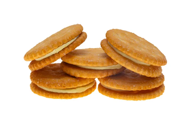 Double Biscuits Filling White Background — Stock Photo, Image