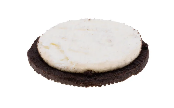 Biscoitos Sanduíche Com Recheio Creme Fundo Branco — Fotografia de Stock