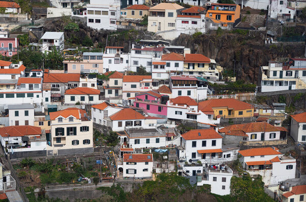 Houses in the city of Funchal on the island of Madeira